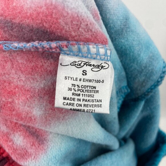 NWT ED HARDY Skull Dagger Blue Yellow Red Tie Dye Jogger Pants Size Small - Picture 10 of 10